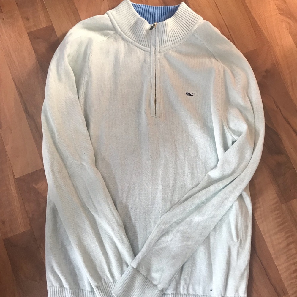 Vineyard Vines mint green half zip sweater